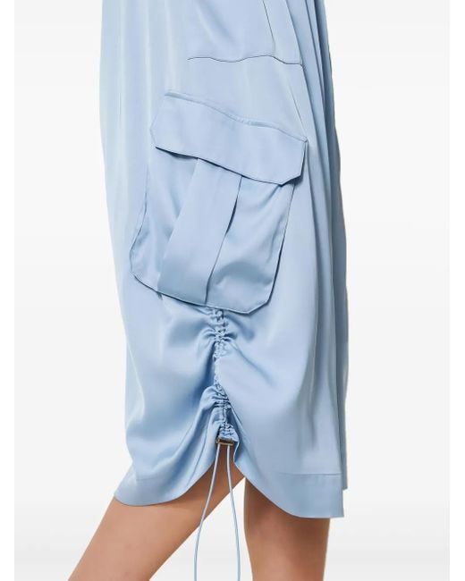 Twinset Blue Drawstring-Sides Midi Skirt