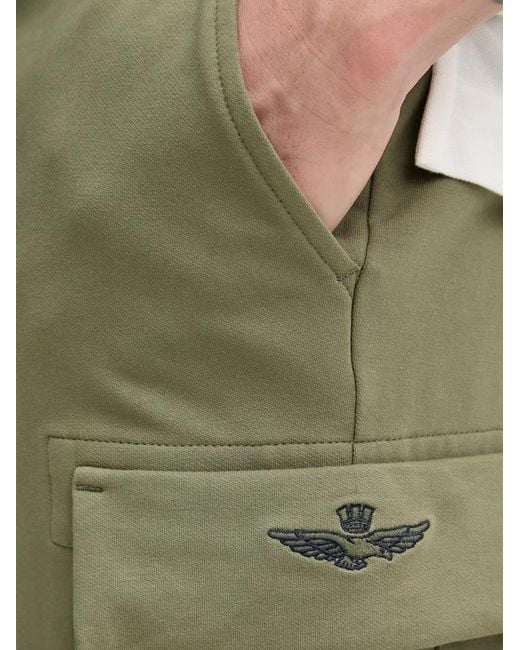 Aeronautica Militare Green Drawstring-Waist Cargo Shorts for men