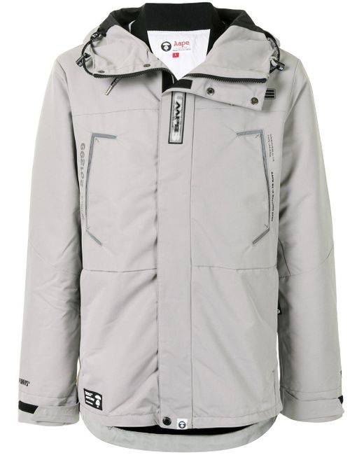 Aape By A Bathing Ape Logo Print Embellished Parka Coat in Grey for Men Lyst Canada
