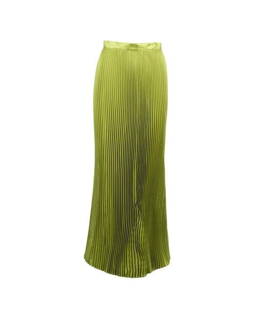L'idée Green Gala Pleated Maxi Skirt