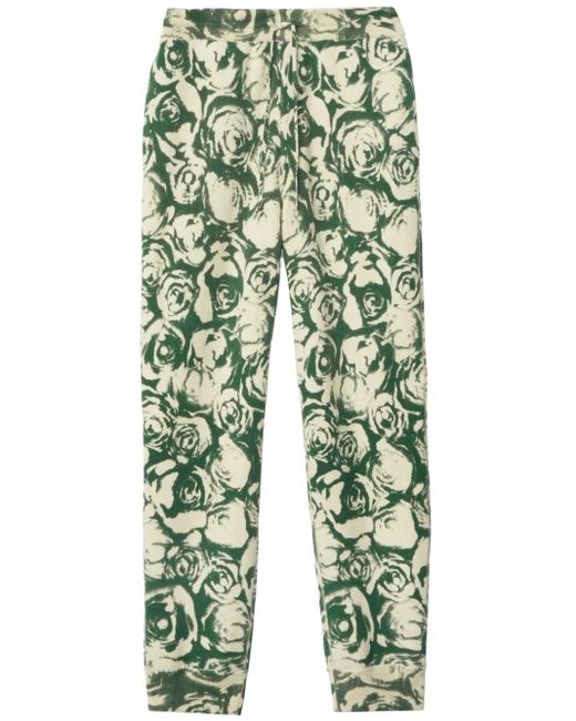 Burberry Green Rose Wool Tapered Trousers for men