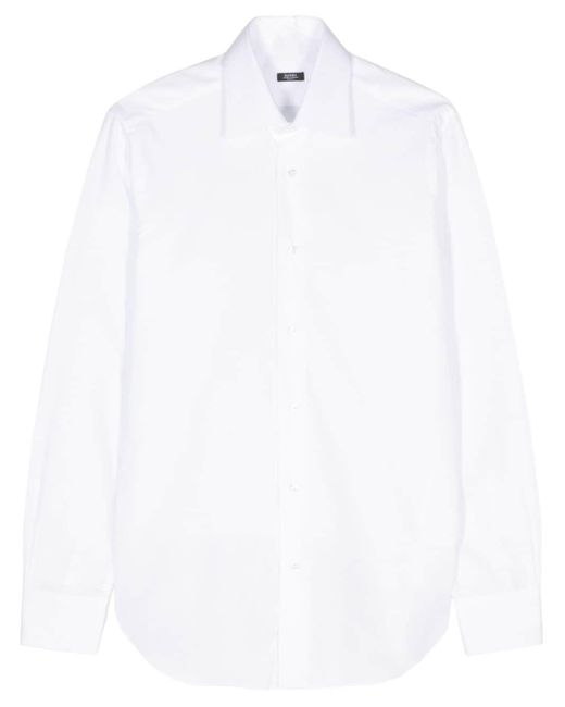 Barba Napoli White Long-sleeve Poplin Shirt for men