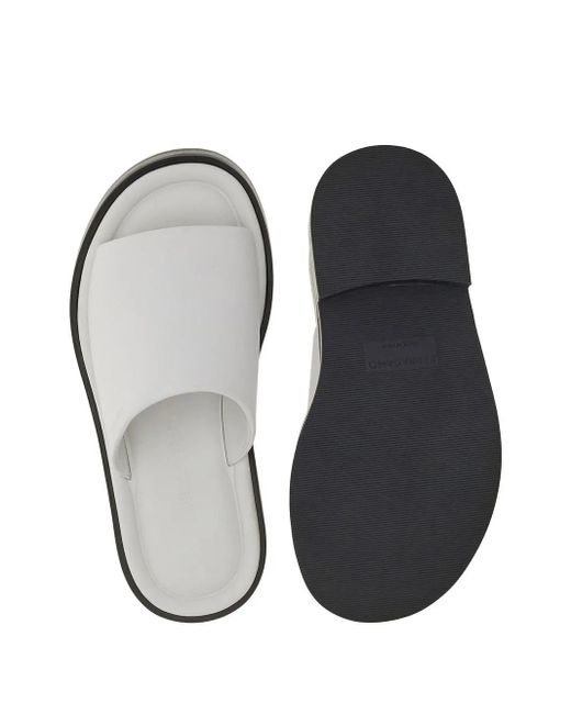 Ferragamo White Plain Leather Flat Mules
