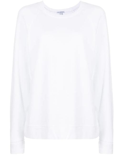James Perse White French-Terry Crewneck Sweatshirt
