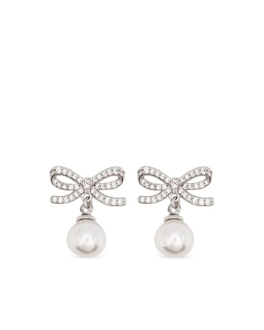 Self-Portrait White Bow Drop Earrings
