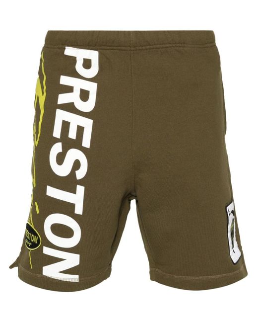 Heron Preston Green Logo-print Cotton Shorts for men