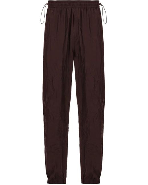Ferragamo Brown Crinkled Track Pants for men