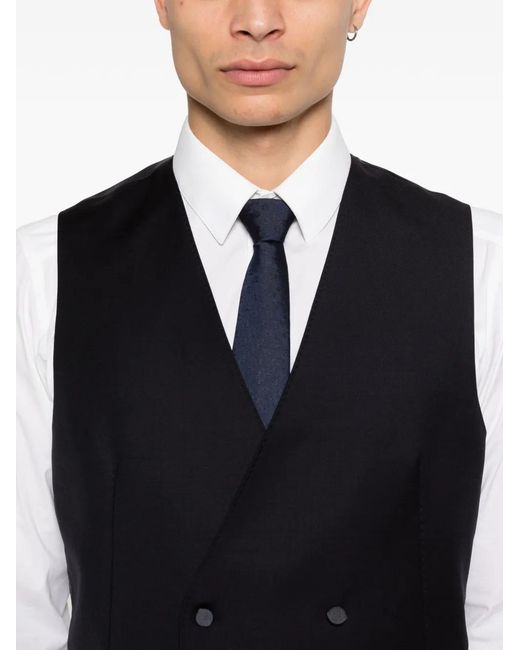 Tagliatore Blue Double-Breasted Waistcoat for men