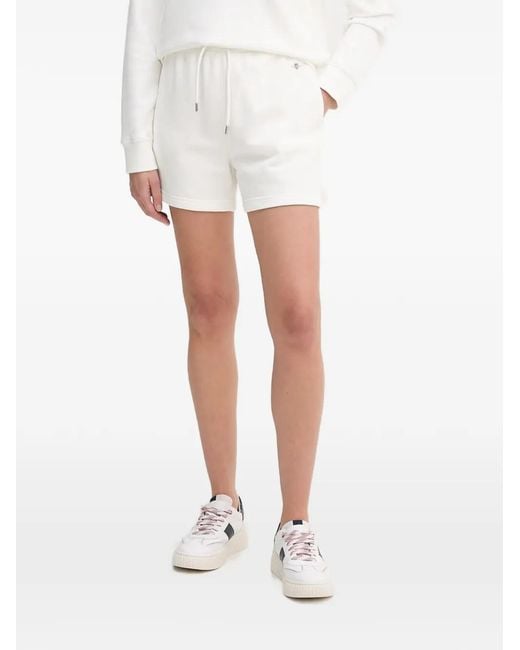 Gant White Shield Drawstring-Waist Logo-Embroidered Shorts