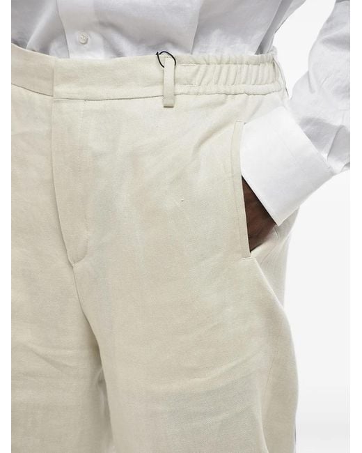 Corneliani Natural Elasticated-Waist Linen Trousers for men