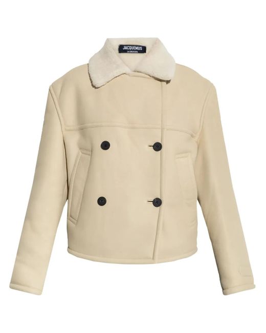 Jacquemus Natural Double-Breasted Shearling Jacket