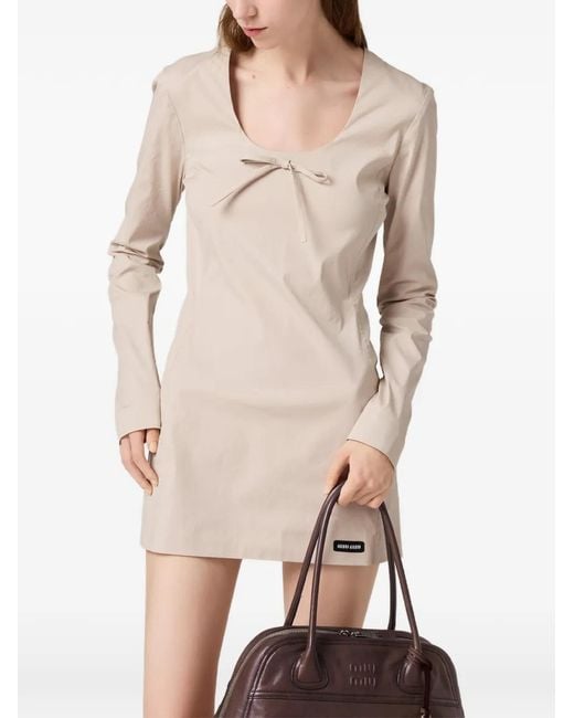Miu Miu Natural Robe Courte En Popeline Stretch