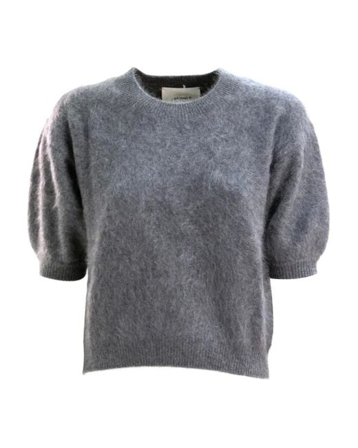 Lisa Yang Gray Mohairpullover Mit Puffärmeln