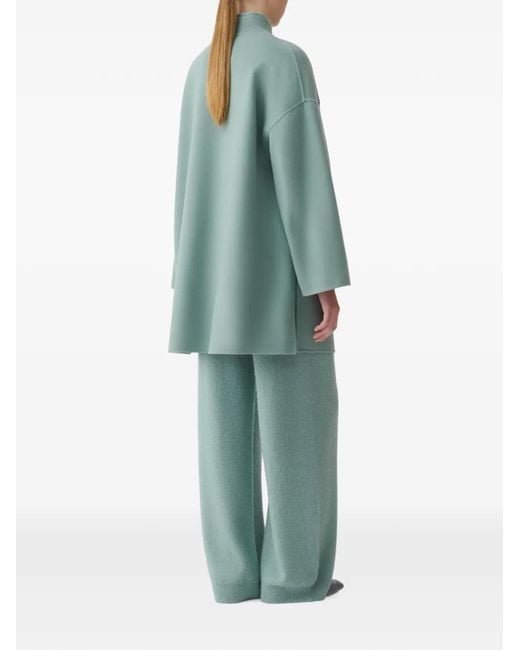 Fabiana Filippi Blue Zip-Up High-Neck Coat