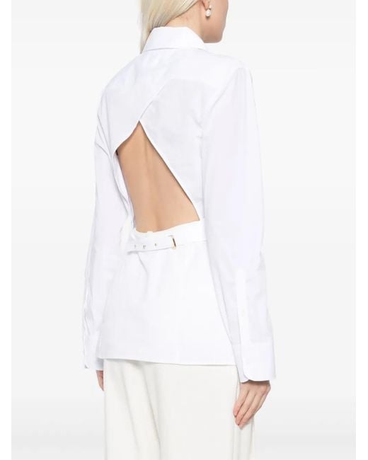 Jacquemus White Blouse With Cut-Out Detail And Adjustable Waistband