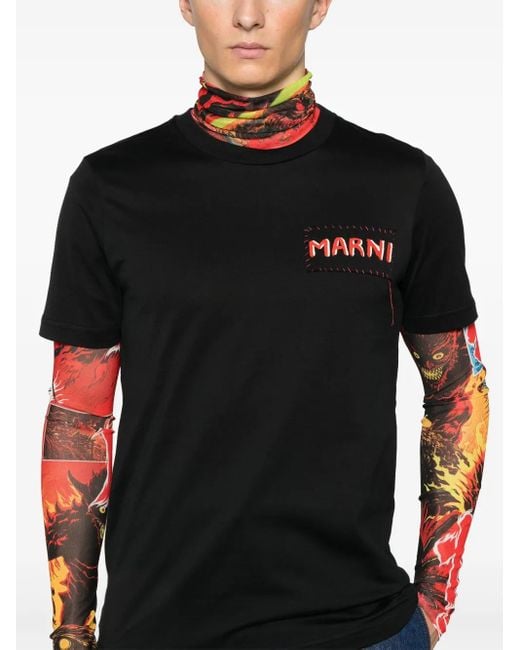 Marni Black T-Shirt With Logo for men