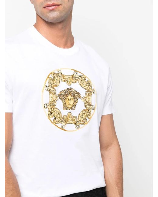 T-Shirt En Coton Biologique À Imprimé Medusa Versace pour homme en coloris White