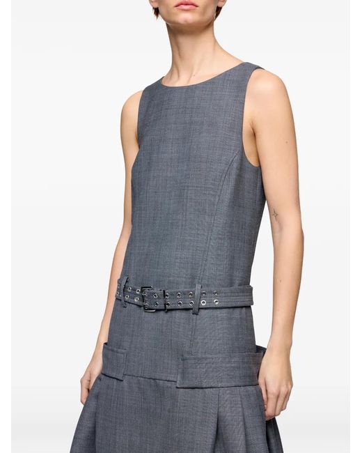 Ganni Blue Belted Midi Dress