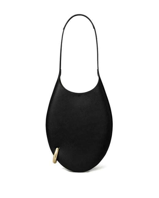 Tory Burch Kleine Leren Schoudertas Met Geperforeerd Detail in het Black