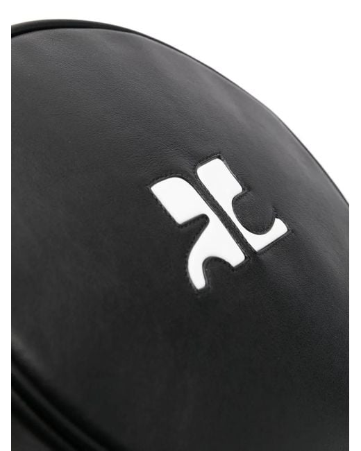 Courreges Black Logo-Embossed Rounded Crossbody Bag