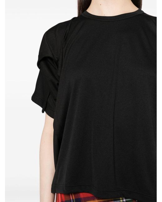 T-shirt à détail froncé Comme des Garçons en coloris Black