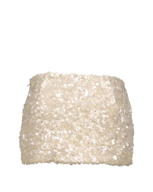 GLOWNY Natural Twinkle Sequin-Embellished Mini Skirt