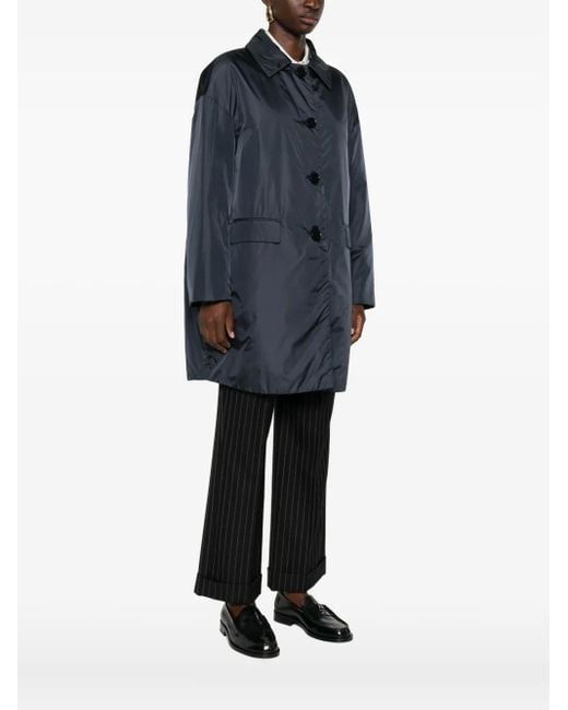 Aspesi Blue Button-Fastening Pocket Coat