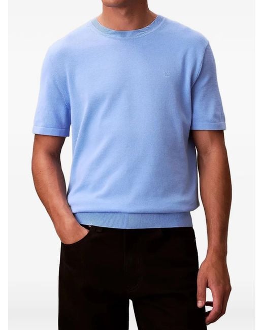 Calvin Klein Blue Pima Logo Sweater for men