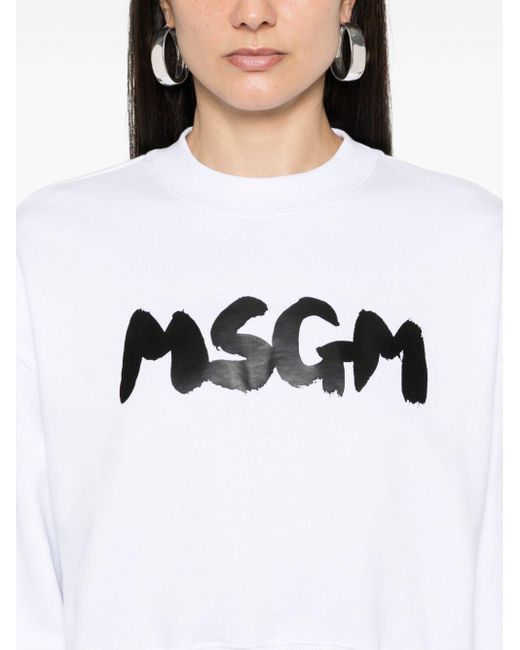 MSGM Black Logo-print Jersey Sweatshirt