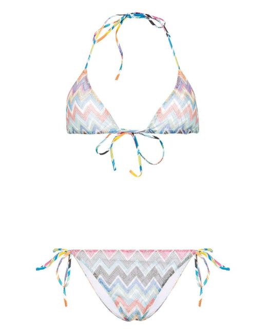 Bikini en crochet motif zig-zag Missoni en coloris White
