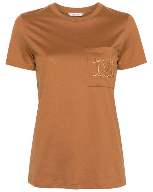 Camiseta con logo bordado Max Mara de color Brown
