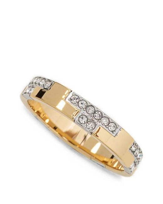 Trussardi Metallic Crystal-Embellished Band Ring