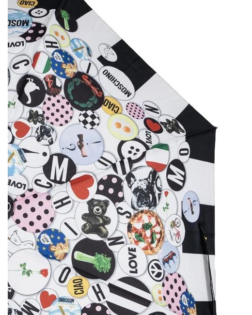 Moschino White Patterned-Border Printed Umbrella