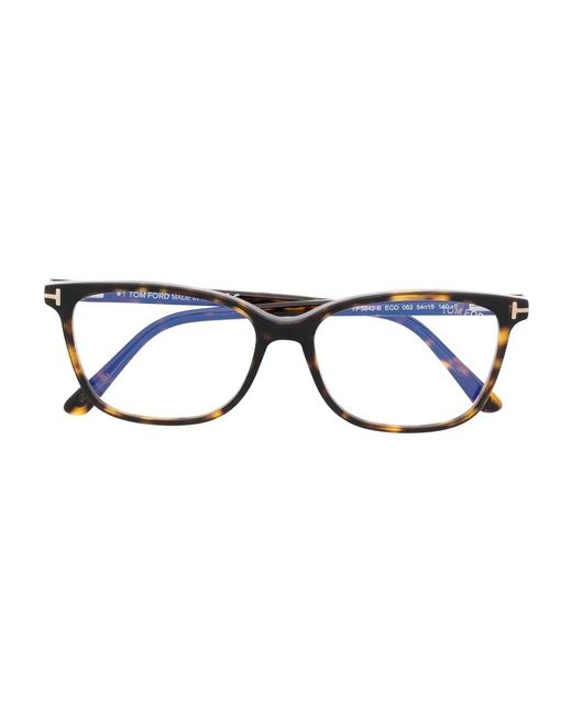 Tom Ford Brown Tortoiseshell-Effect Square-Frame Glasses
