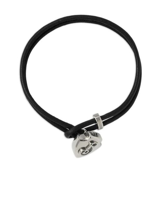 Burberry Black B Shield Leather Bracelet