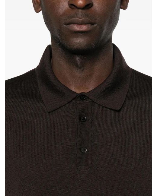 Roberto Collina Black Long-Sleeve Polo Shirt for men