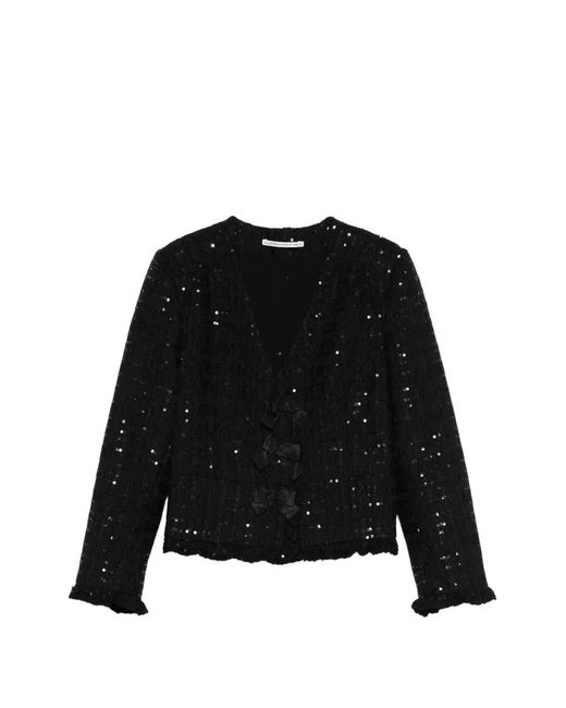 Alessandra Rich Black Veste À Broderies De Sequins