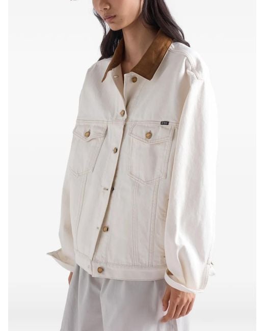 Prada White Old Denim Blouson Jacket