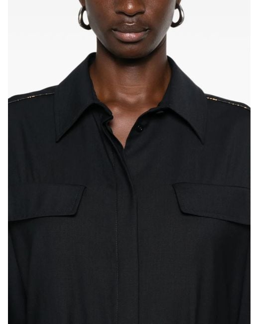 Fabiana Filippi Black Robe Mi-Longue À Taille Ceinturée Et Poches