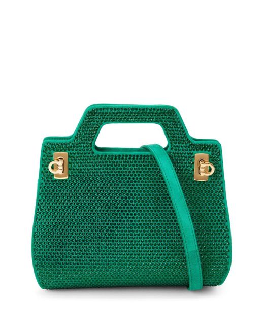 Ferragamo Green Crystal-embellished Mini Bag