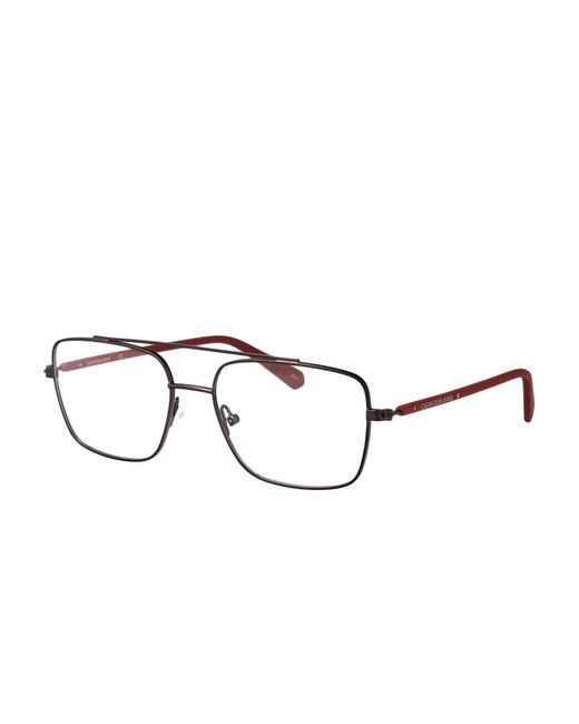 Calvin Klein Red Rectangle-Frame Glasses for men
