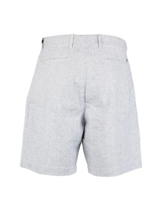 Brooksfield Gray Stripe-Pattern Shorts for men