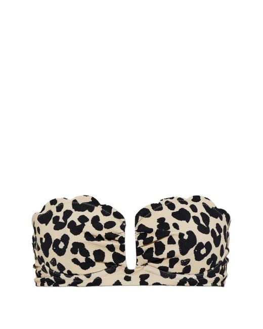 Marysia Swim White Lisbon Cheetah-Print Bikini Top