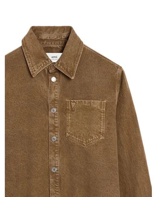 AMI Brown Cotton Shirt for men