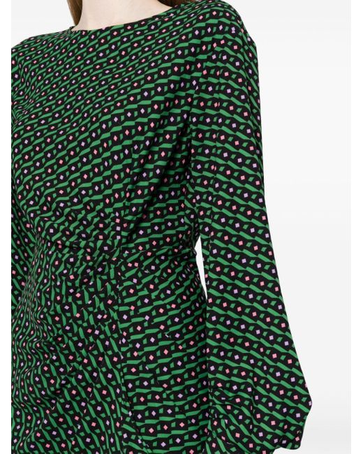 Diane von Furstenberg Green Coraline Geometric-print Minidress