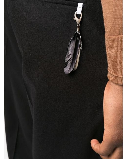 PT Torino Black Cropped Straight-Leg Trousers for men