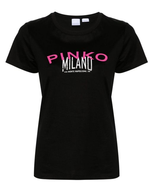 Pinko Katoenen T-shirt Met Logoprint in het Black