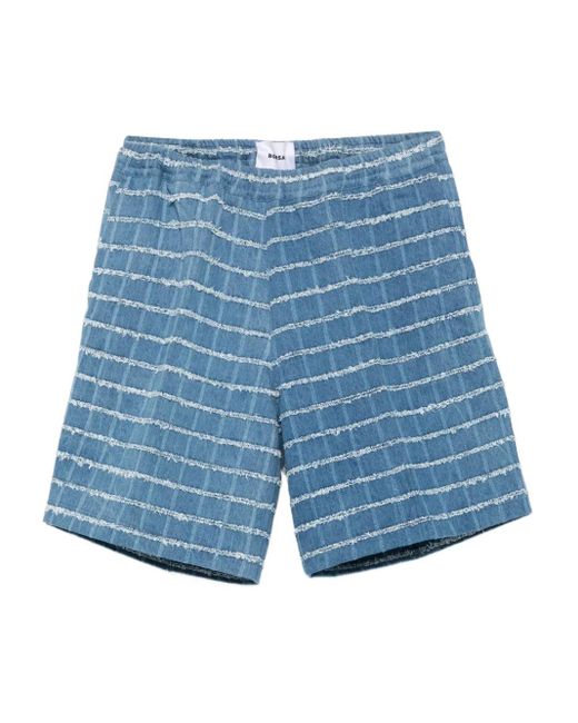 Bonsai Blue Check Denim Shorts for men