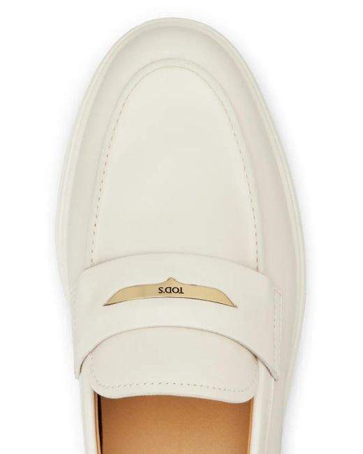 Tod's White Leather Loafers