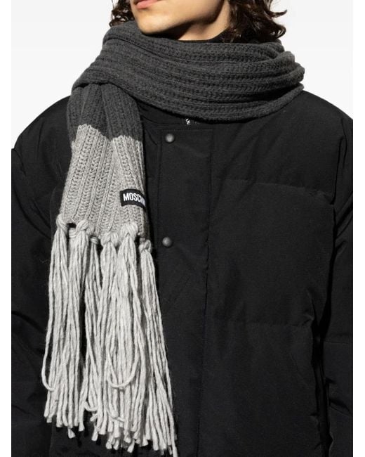 Sciarpa A Coste Con Frange di Moschino in Black